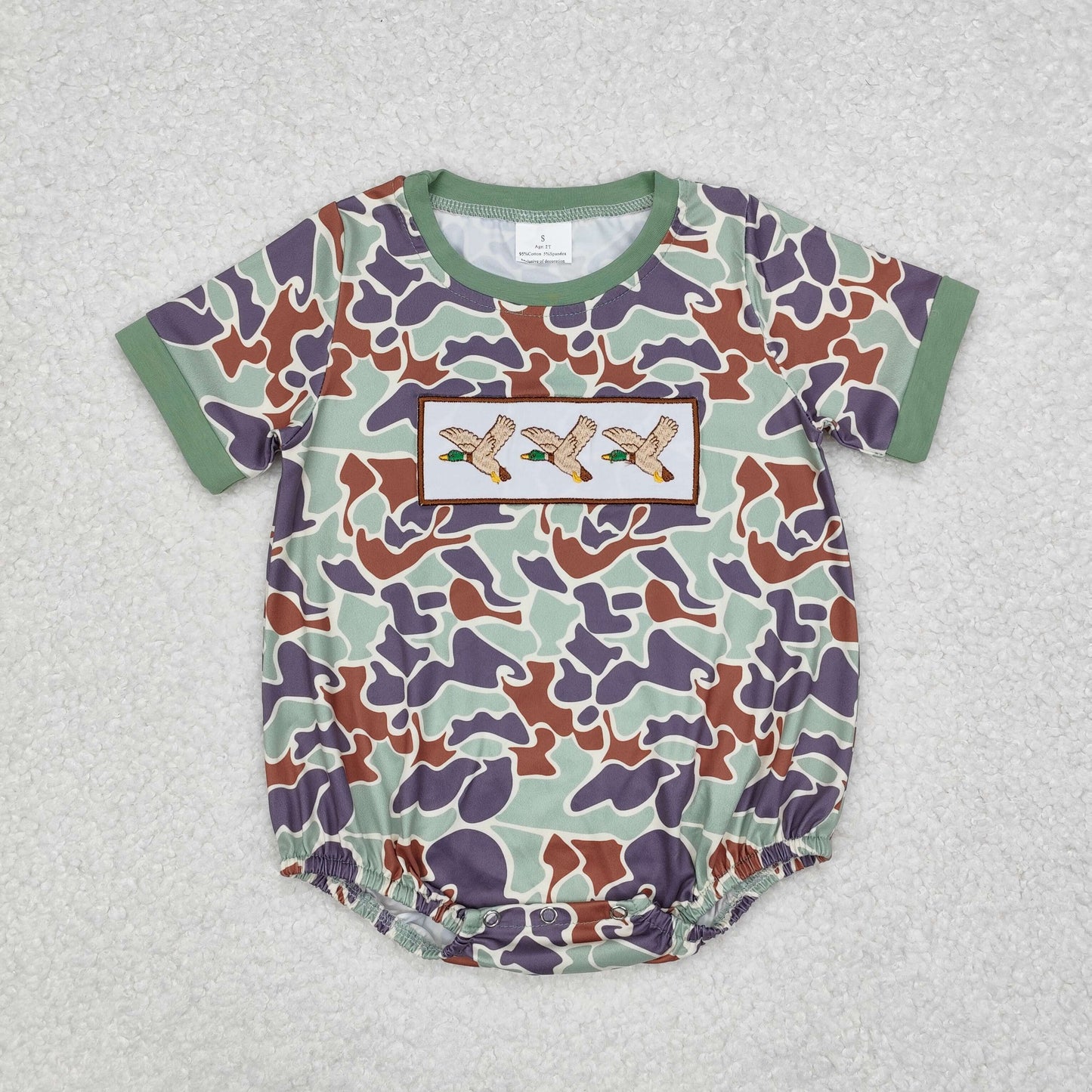 Csmo duck embroidered short print Baby Romper