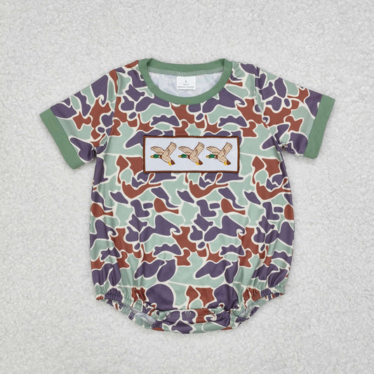 Csmo duck embroidered short print Baby Romper