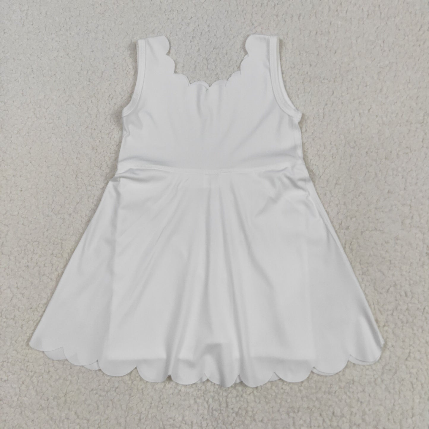 White solid yoga sleeveless print girl dress