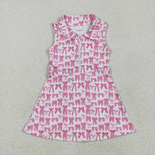 Pink bows print sleeveless girl yoga set
