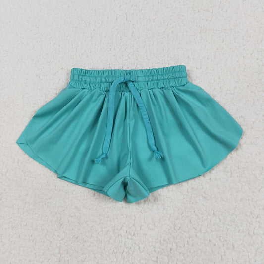 TURQUOISE green solid Kids yoga Short SS0553