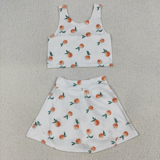 peach print yoga girl Sleeveless set GSD2738