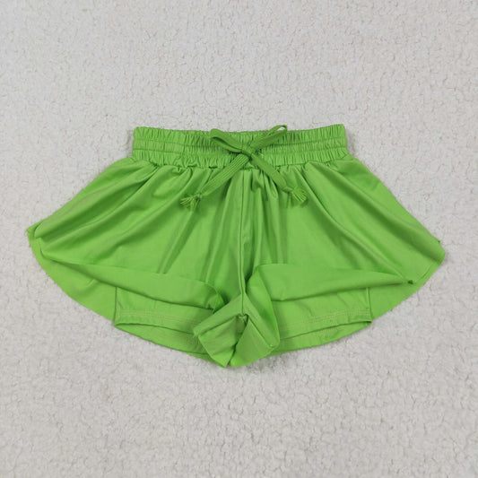 Grass green solid Kids yoga Short SS0548