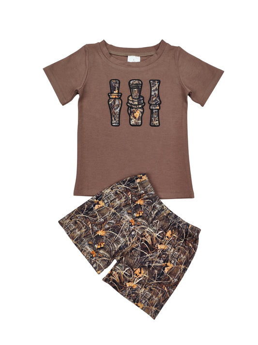 BSSO0780 brown camo embroidery set Girls Set (us us warehouse)