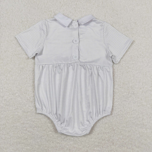 plaid with button Baby Romper