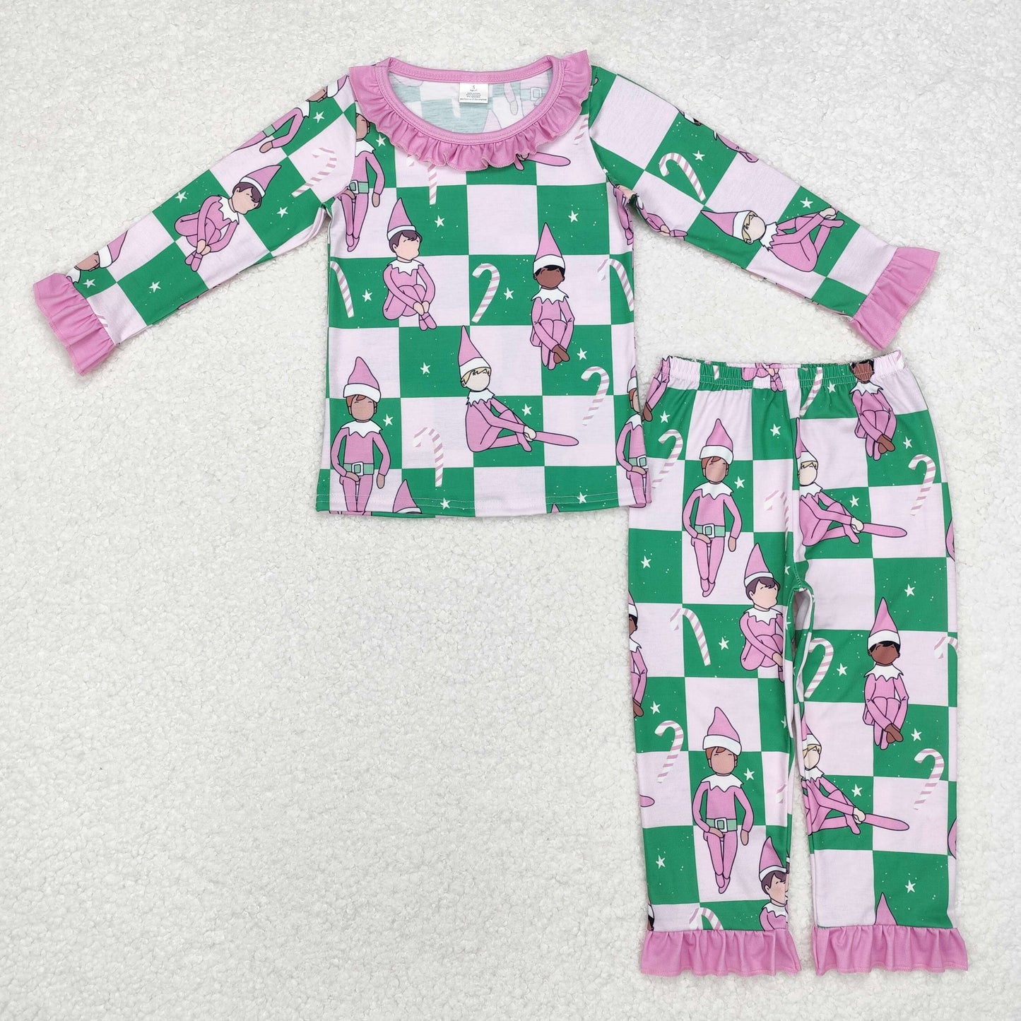 Christmas green candy print Long Sleeve Pajamas ( material contains bamboo )