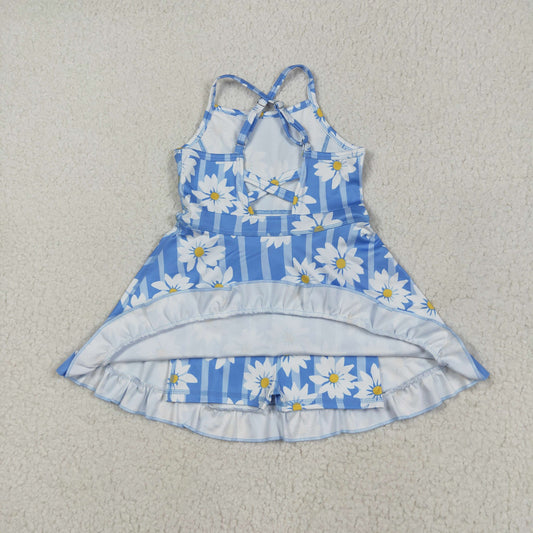 Athletic Blue stripe flowers Girls Dress GSD2283