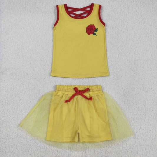 Yellow rose print girl Set