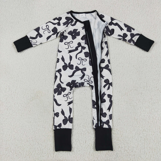 black bows Print Baby Romper LR2253