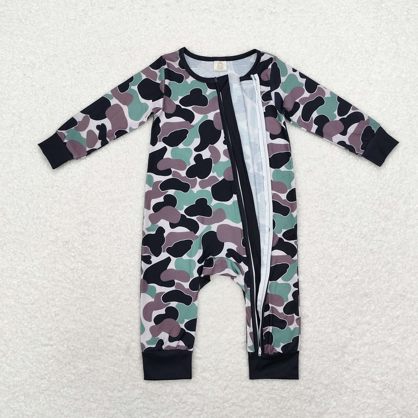 Camo print Baby Romper With zipper( material contains bamboo )