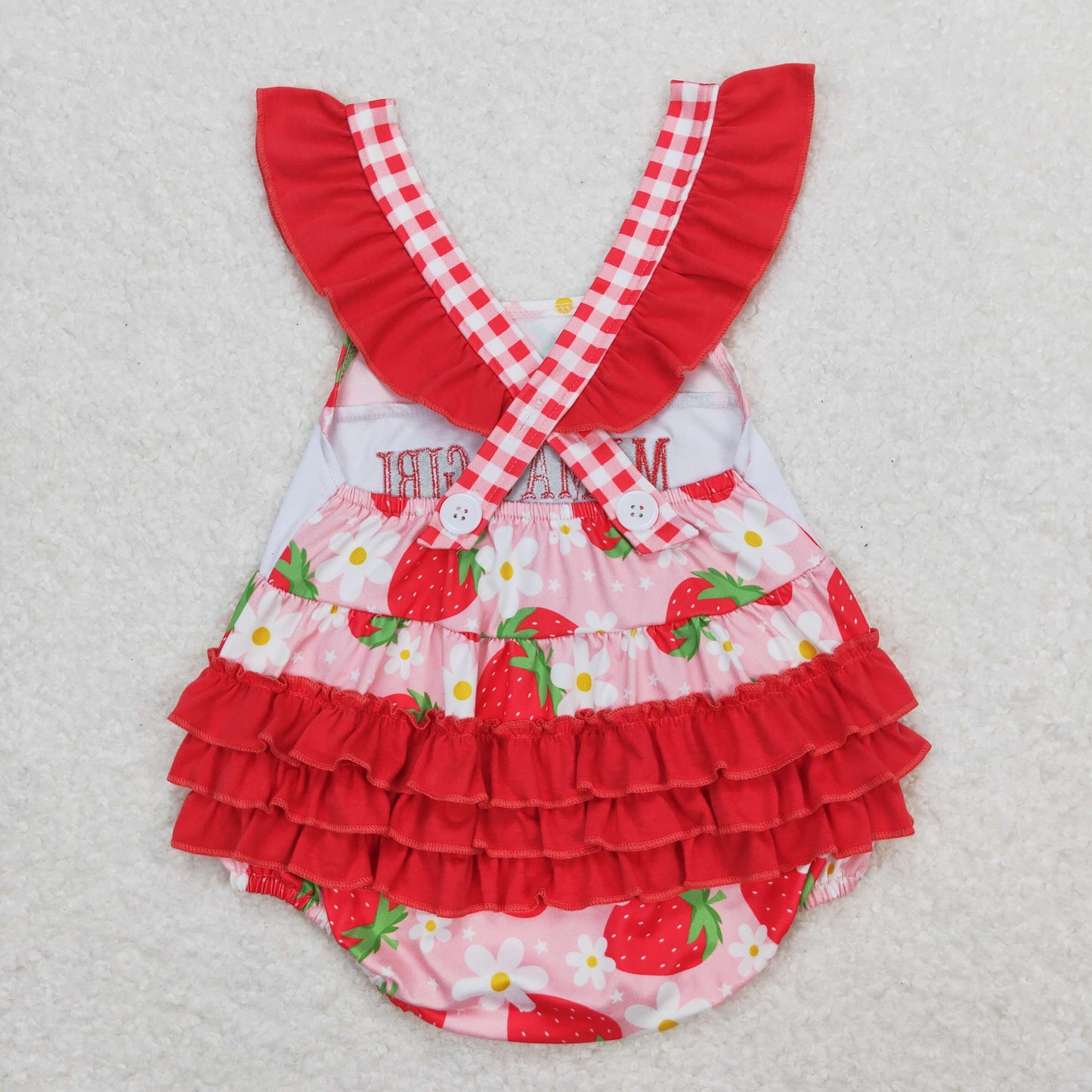 strawberry Print embroidery MAMA'S Girls Baby Romper