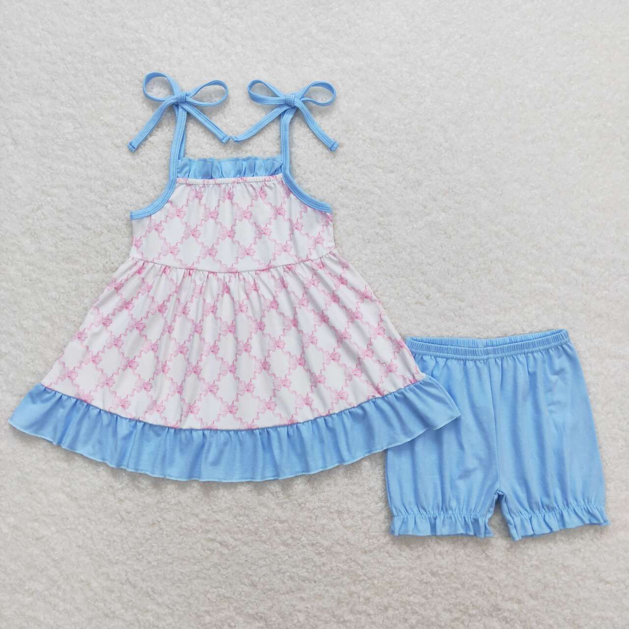 blue short sleeves Girls set