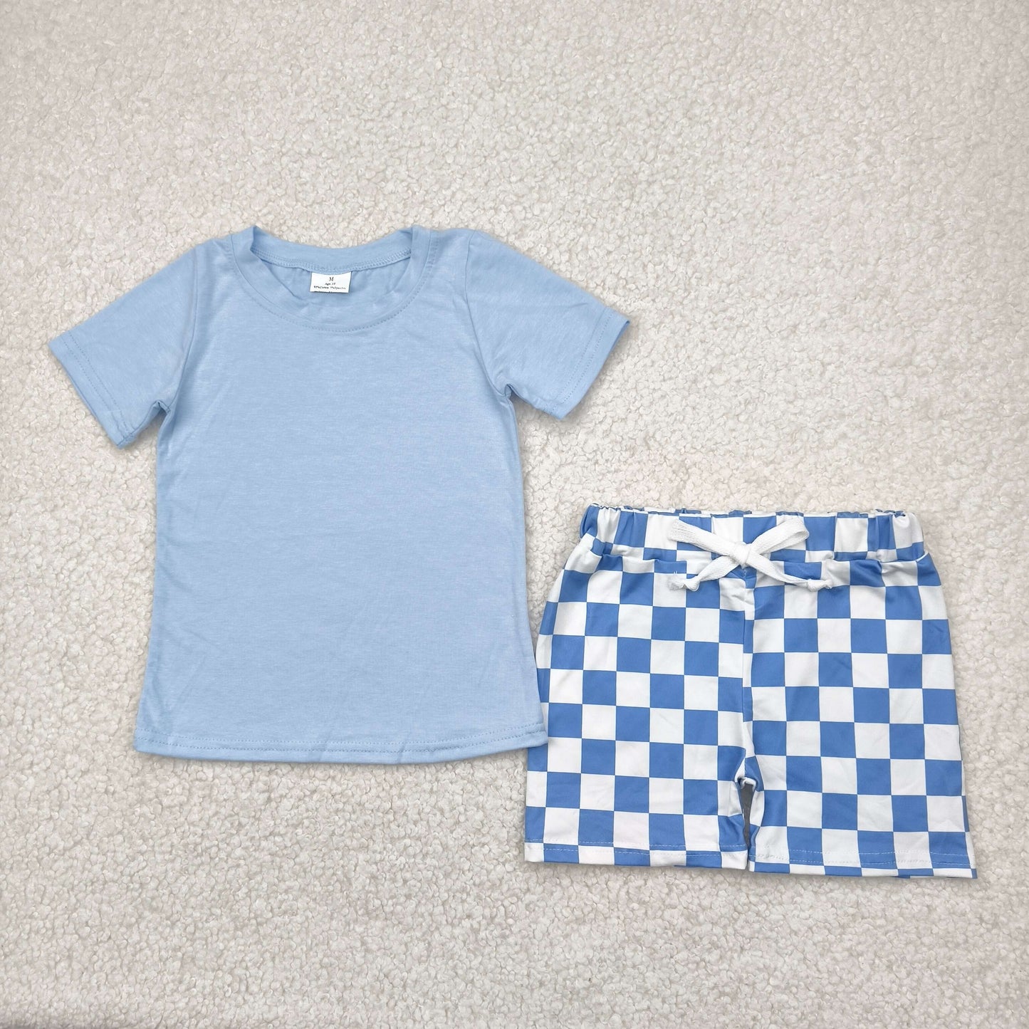 Blue plaid boy Set