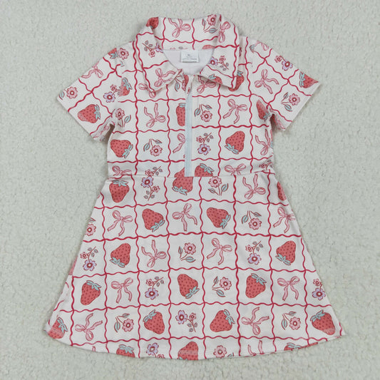 Strawberry flowers print sleeveless girl yoga set