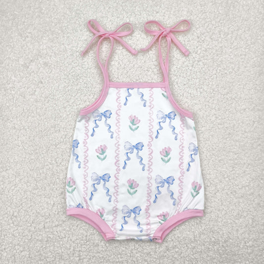 Purple bows flowers Baby Romper