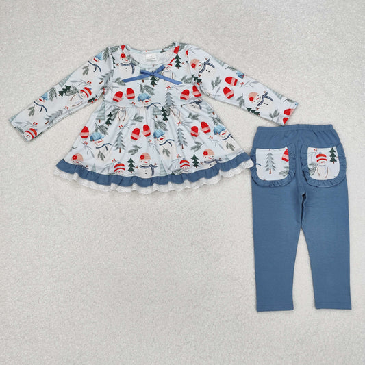Christmas Snowman tree pants Girls Set