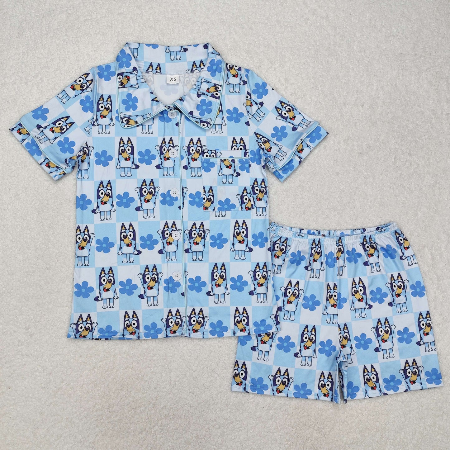 Adult Blue cartoon Dog short pajamas
