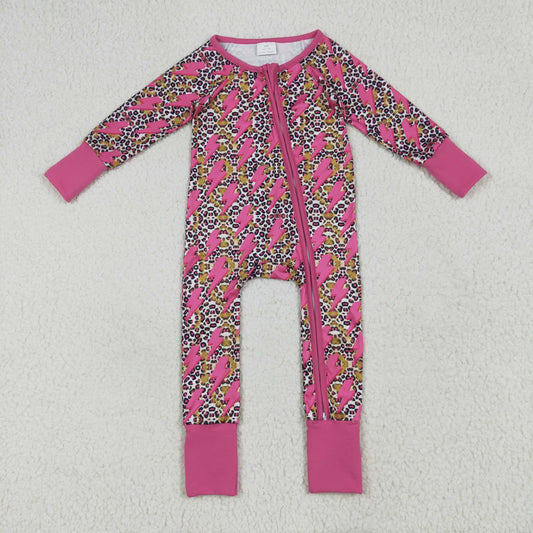 Pink leopard lighting print Baby RomperLR2250