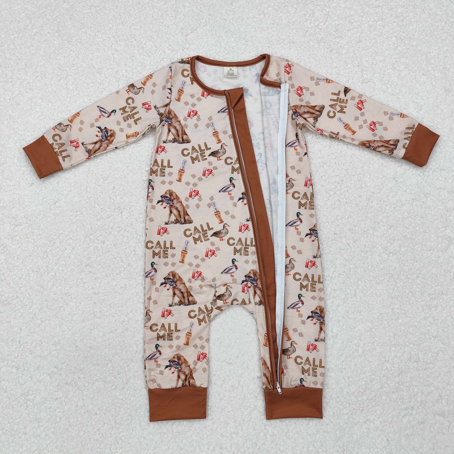 Duck dog print Baby Romper With zipper( material contains bamboo )