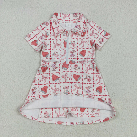 Strawberry flowers print sleeveless girl yoga set