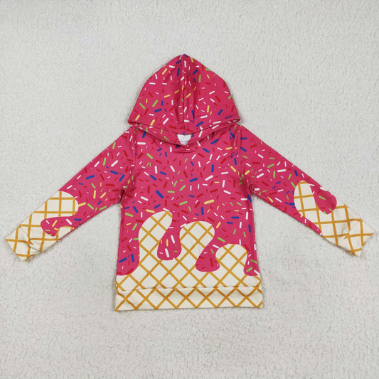 pink ice scream sprinkle print hoodies BT1271