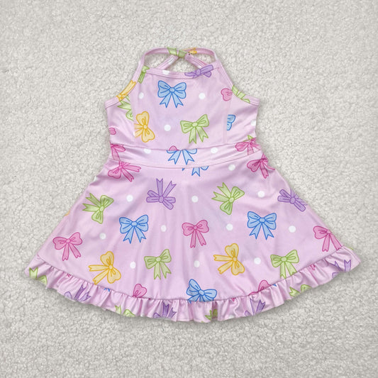 colorful bows yoga sleeveless print girl set