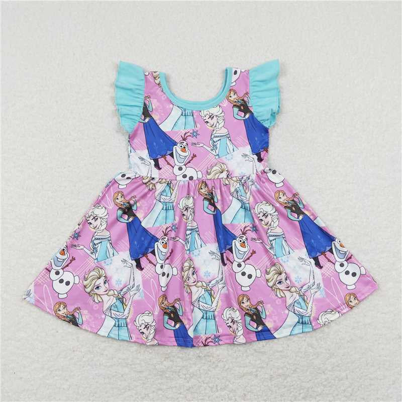 big skirt Blue Cartoon Ruffles dress