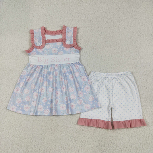 big sister flowers bows Girls Suit Summer Set GSSO2350