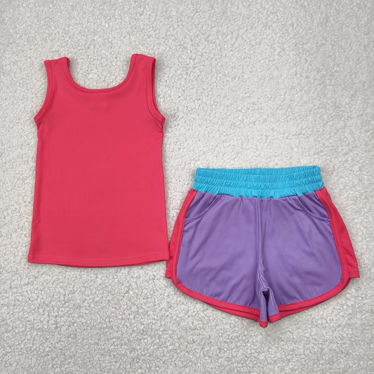 Hot pink yoga sleeveless girl set