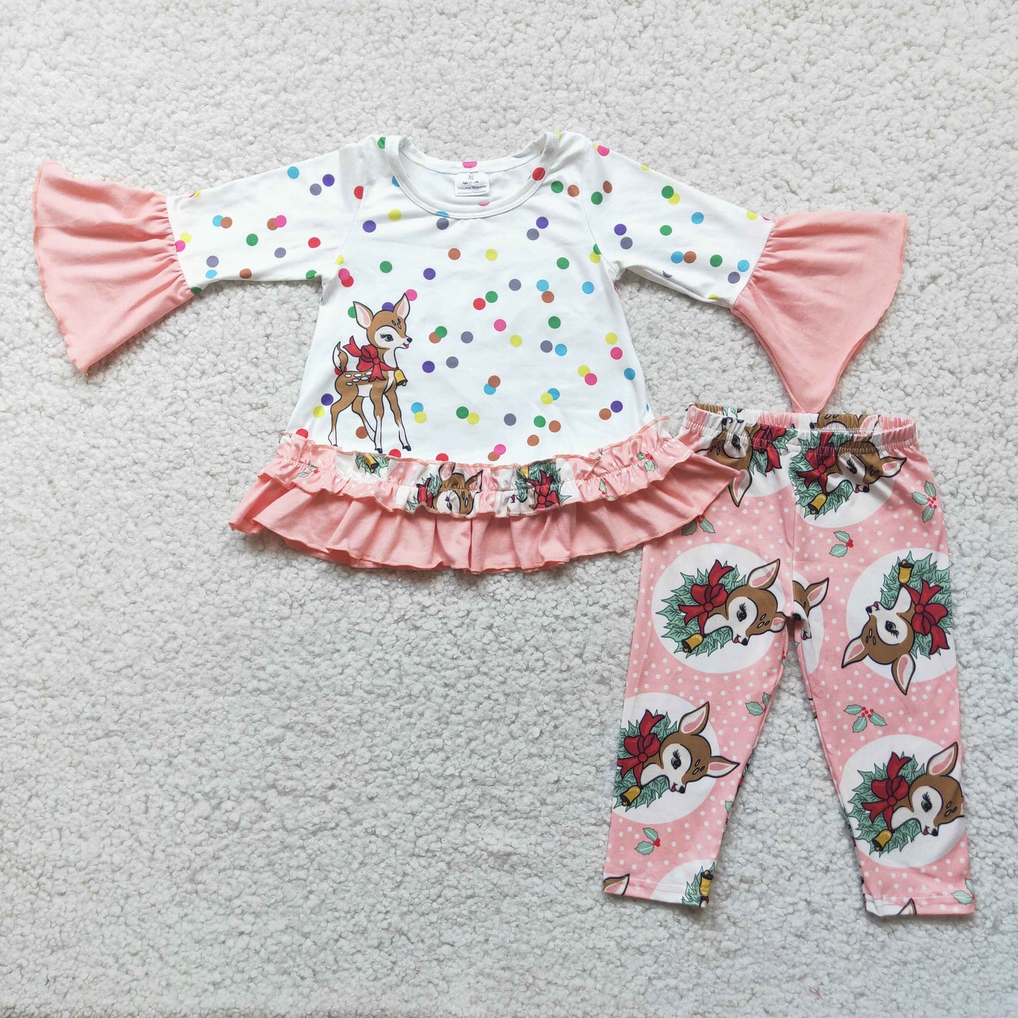 Christmas Deer Pink Girls Set