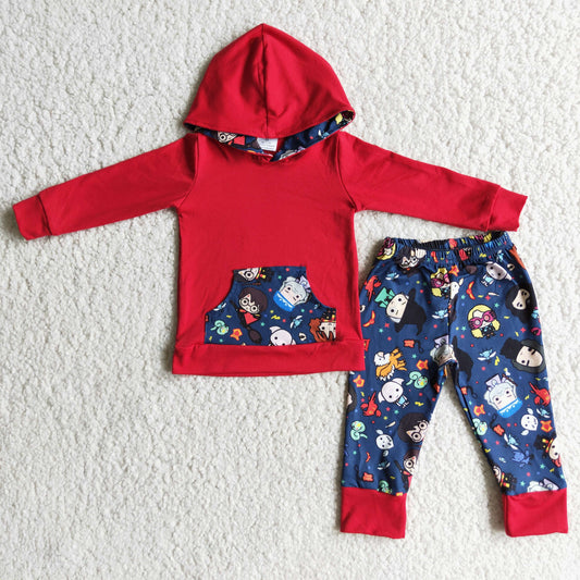 Red Cartoon Jogger Outfit