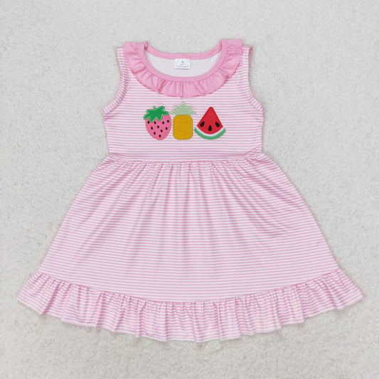 Pink striped strawberry watermelon Girls Dress