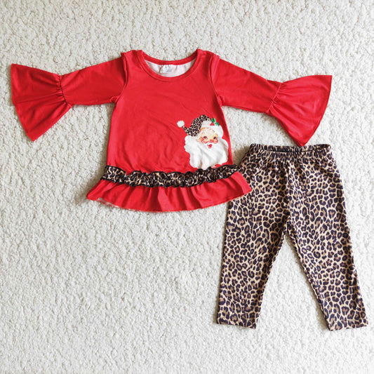 Christmas Red Leopard Girls Set