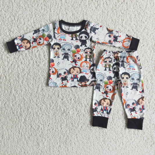 Halloween balck cartoon long sleeve pajamas 6 B4-4