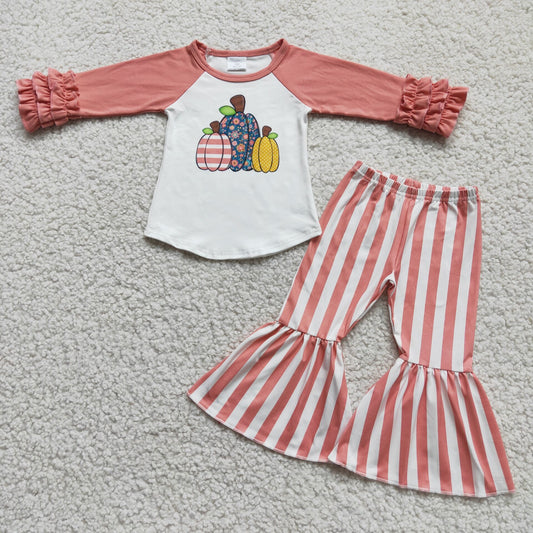 Pumpkin Pink Stripe bell outfits