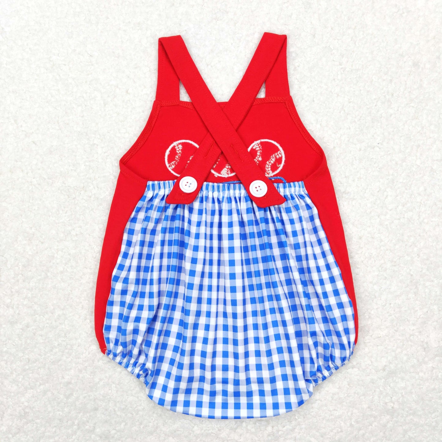 Embroidered Red baseball Baby Romper