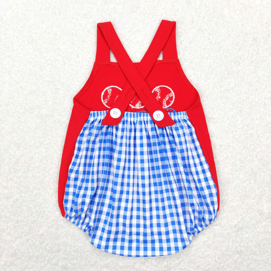 Embroidered Red baseball Baby Romper
