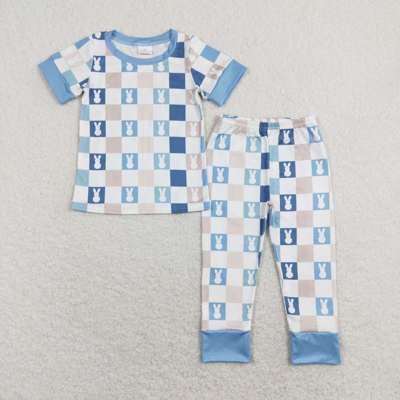 Easter blue Bunny plaid Short Paj