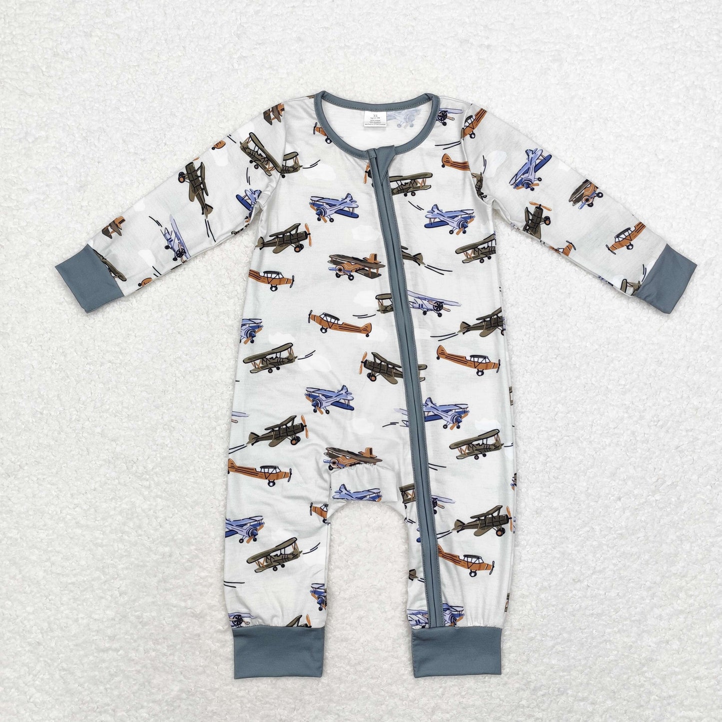 airplane print Baby Romper With zipper( material contains bamboo )