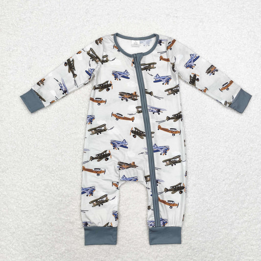 airplane print Baby Romper With zipper( material contains bamboo )