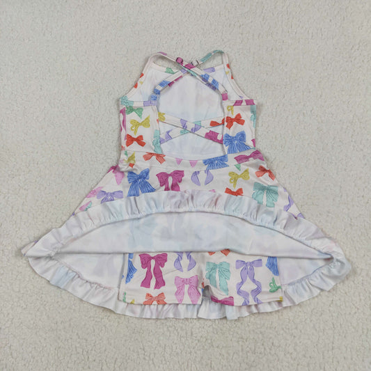 colorful bows sleeveless print girl set