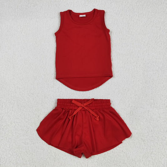 RED yoga girl Sleeveless set