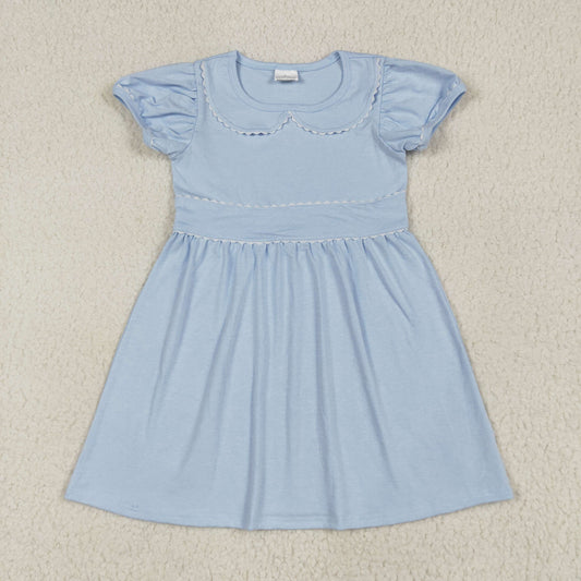Blue solid print Short Girls Dress GSD2316