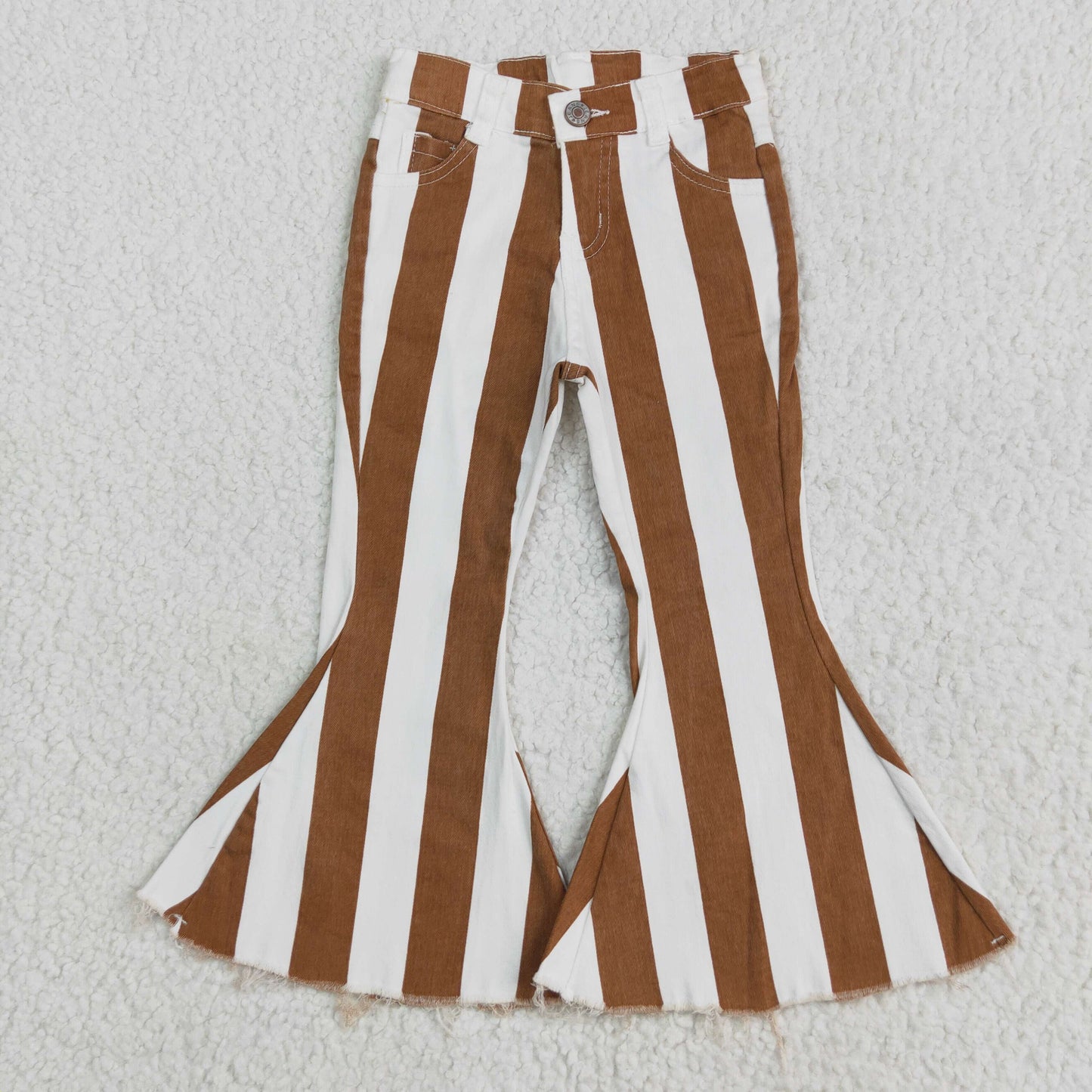 White brown stripe print Girls Jeans
