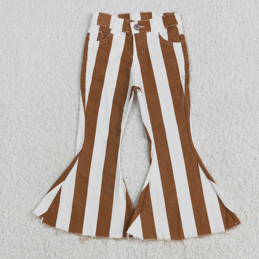 White brown stripe print Girls Jeans