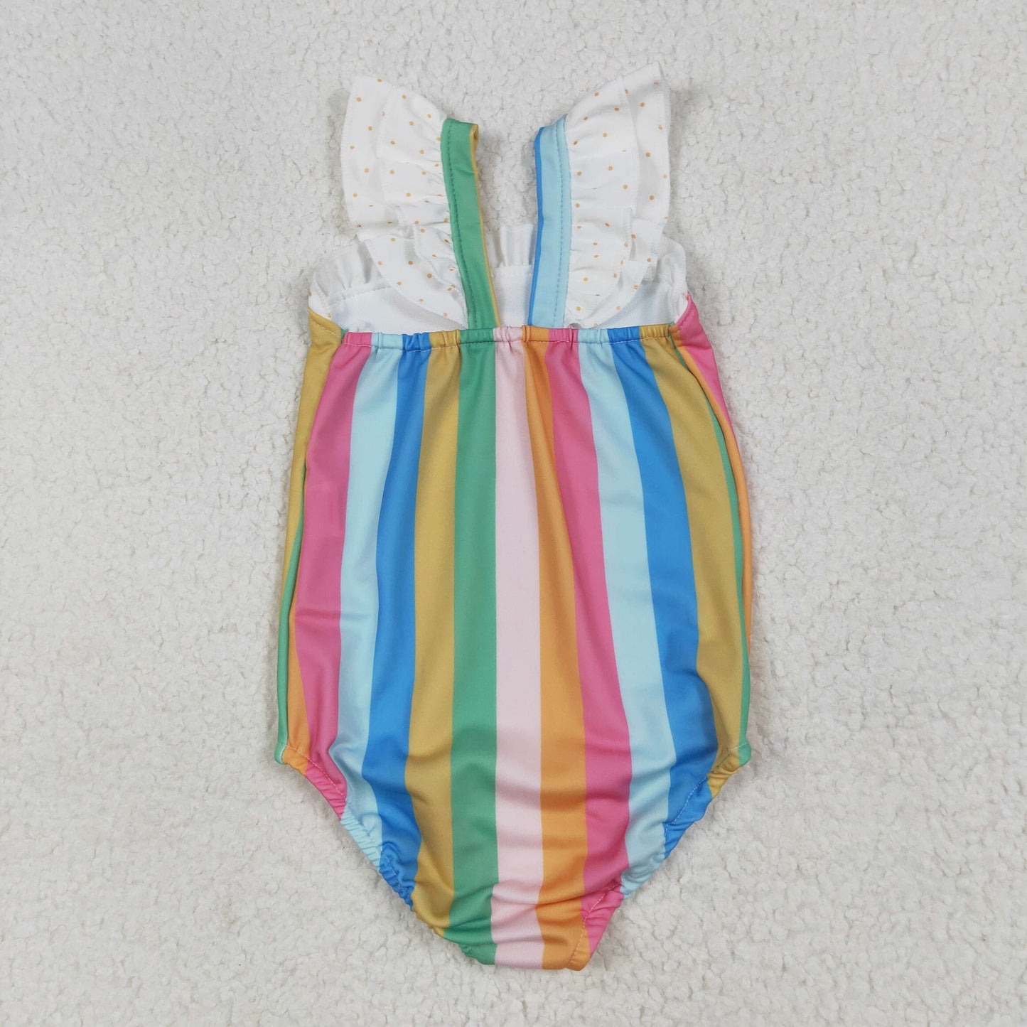 colorful stripe print flying sleeve girl Swimsuit S0550