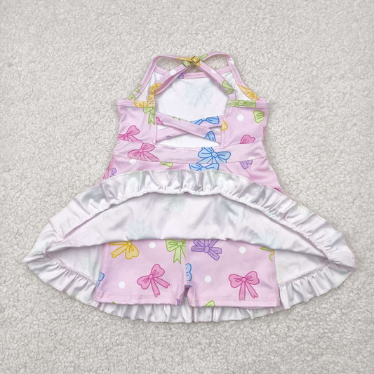 colorful bows yoga sleeveless print girl set