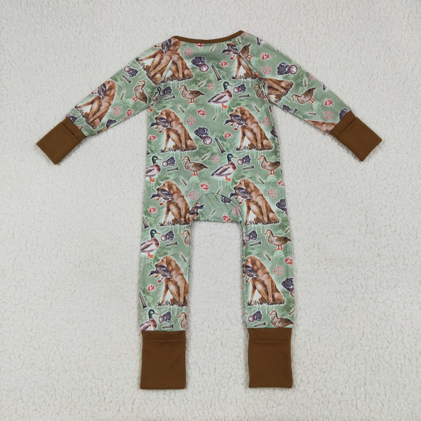 Green duck puppy print Baby RomperLR2234
