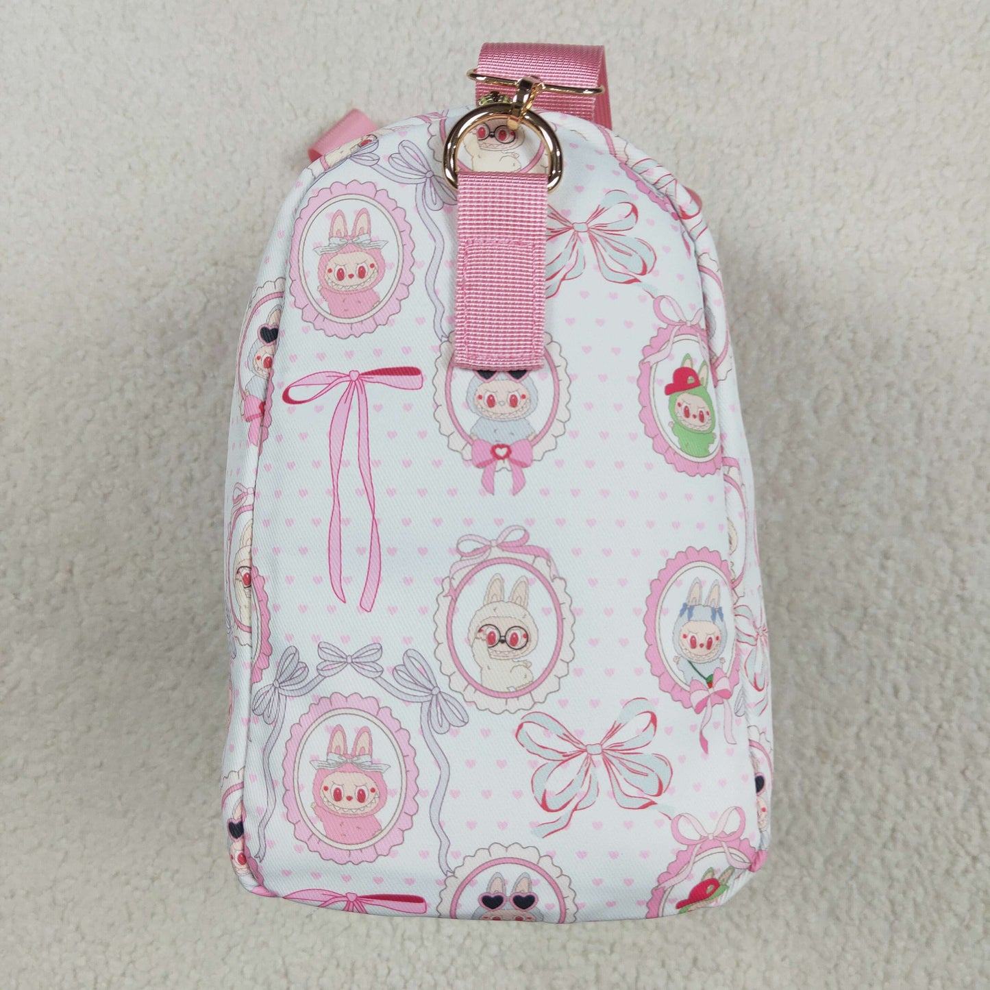 pink white cartoon Gym bag