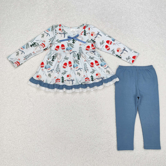 Christmas Snowman tree pants Girls Set